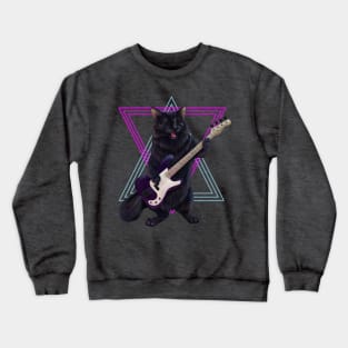 Cat playing bass guitar Crewneck Sweatshirt